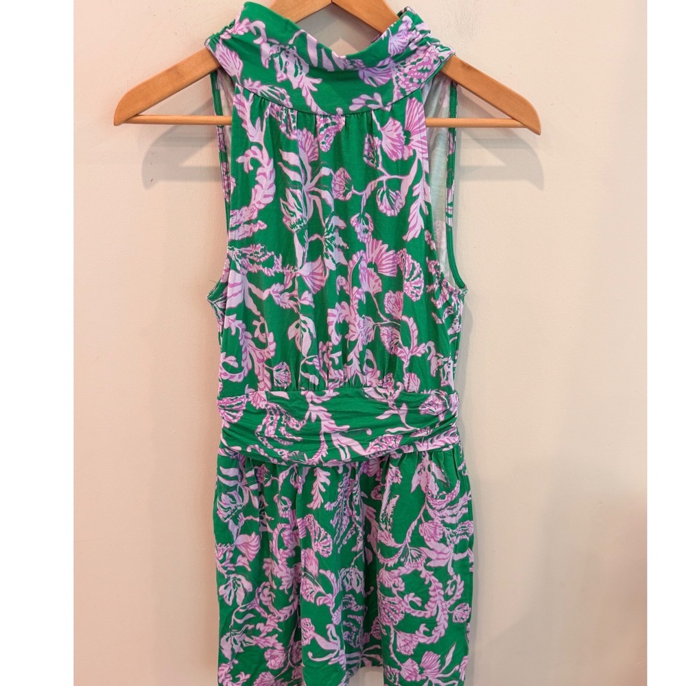 Lilly Pulitzer Wyota Skirted Romper Brazilian Green Salty Sandbar XS 15528